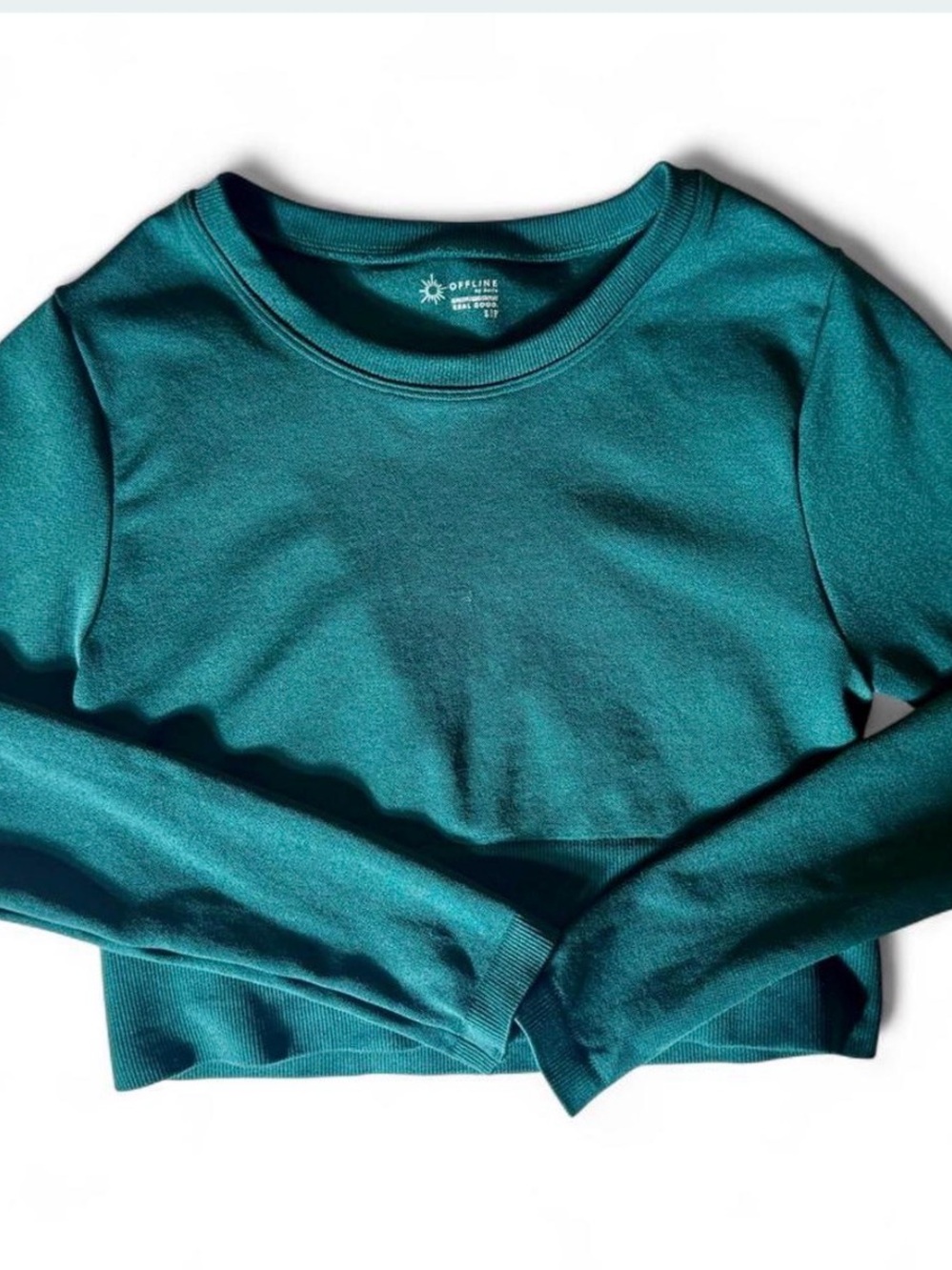 Offline by Aerie Green Cropped Sweatshirt Size Small